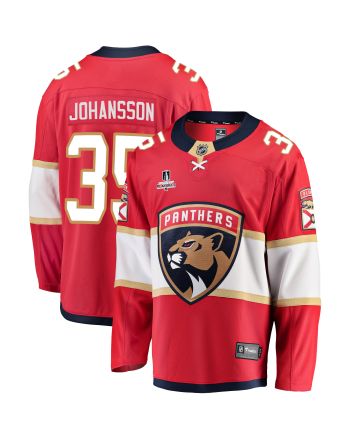 Florida Panthers Jonas Johansson 35 Home 2023 Stanley Cup Playoffs Breakaway Men Jersey - Red