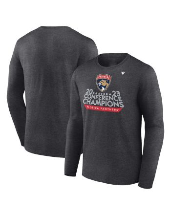 Florida Panthers 2023 Eastern Conference Champions Locker Room Long Sleeve T-Shirt - Heather Charcoal