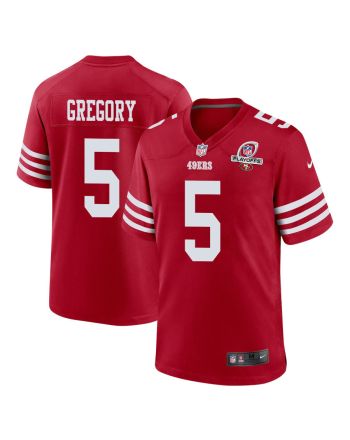 Randy Gregory 5 San Francisco 49ers 2023 Playoffs Patch Game Men Jersey - Scarlet