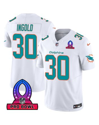 Alec Ingold 30 Miami Dolphins 2024 Pro Bowl Patch Game Men Jersey - White