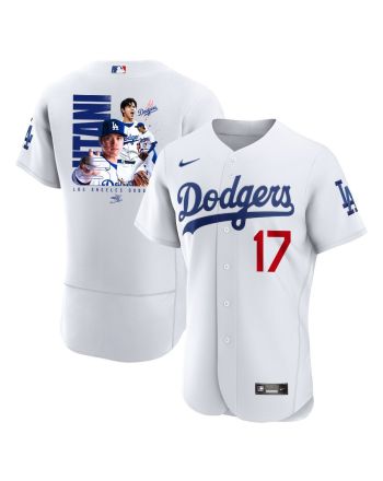 Shohei Ohtani 17 Los Angeles Dodgers Signed Name 2023 Home ELITE Jersey - Men White Jersey