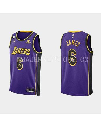 Los Angeles Lakers LeBron James 6 Purple 2022-23 Statement Edition Men Jersey