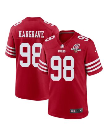 Javon Hargrave 98 San Francisco 49ers 2023 Playoffs Patch Game Men Jersey - Scarlet