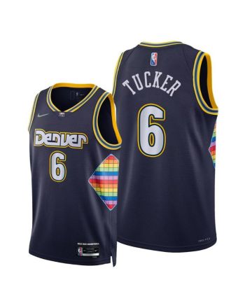 Rayjon Tucker 6 Denver Nuggets 2022 City Edition Navy Jersey 75th Diamond - Men Jersey