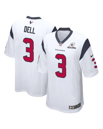 Tank Dell 3 Houston Texans 2023 Playoffs Patch Game Men Jersey - White