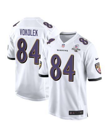 Travis Vokolek 84 Baltimore Ravens 2023 Playoffs Patch Game Men Jersey - White