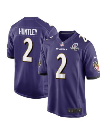 Tyler Huntley 2 Baltimore Ravens 2023 Playoffs Patch Game Men Jersey - Purple