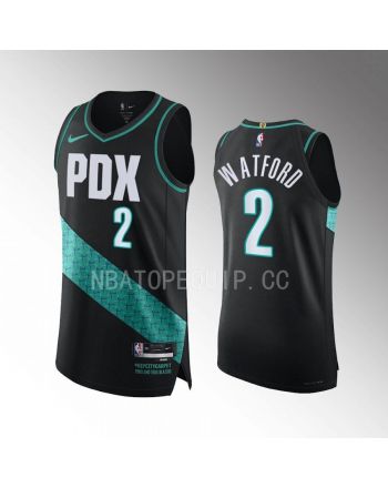 Portland Trail Blazers Trendon Watford 2 Black Jersey 2022-23 City Edition