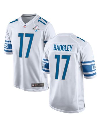 Michael Badgley 17 Detroit Lions 2023 Playoffs Patch Game Men Jersey - White