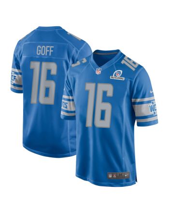 Jared Goff 16 Detroit Lions 2024 Divisional Patch Game Men Jersey - Blue