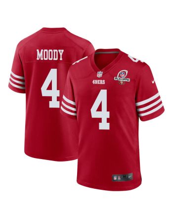 Jake Moody 4 San Francisco 49ers 2023 Playoffs Patch Game Men Jersey - Scarlet