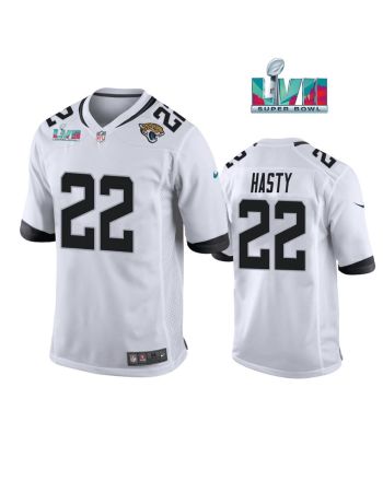 White Jamycal Hasty 22 Jacksonville Jaguars Super Bowl LVII Super Bowl LVII White Men Game Jersey- White