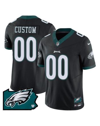 Philadelphia Eagles Pennsylvania State Map Patch Game Men Custom Jersey - Black