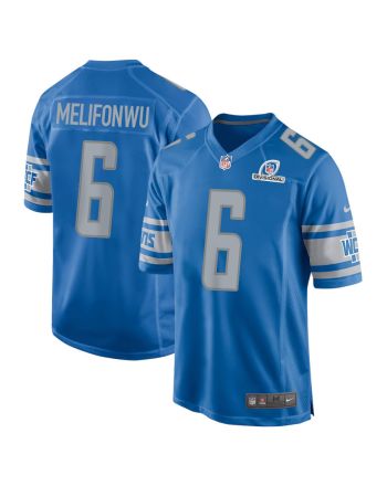 Ifeatu Melifonwu 6 Detroit Lions 2024 Divisional Patch Game Men Jersey - Blue