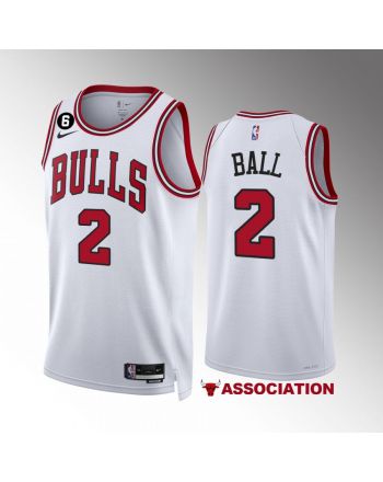 Lonzo Ball 2 Chicago Bulls White Men Jersey 2022-23 Association Edition NO.6 Patch