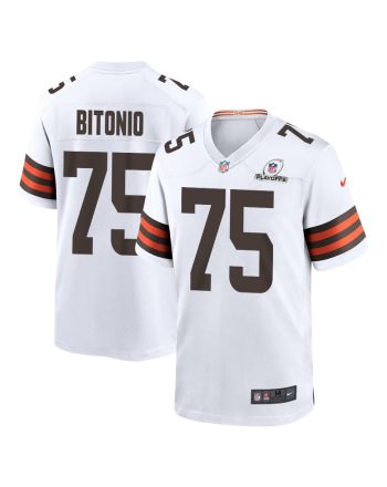 Joel Bitonio 75 Cleveland Browns 2023 Playoffs Patch Game Men Jersey - White