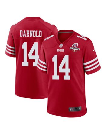 Sam Darnold 14 San Francisco 49ers 2023 Playoffs Patch Game Men Jersey - Scarlet