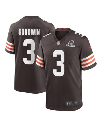 Marquise Goodwin 3 Cleveland Browns 2023 Playoffs Patch Game Men Jersey - Brown