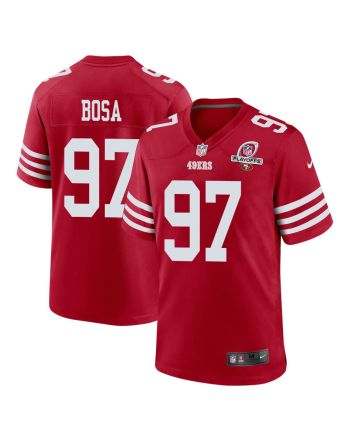 Nick Bosa 97 San Francisco 49ers 2023 Playoffs Patch Game Men Jersey - Scarlet