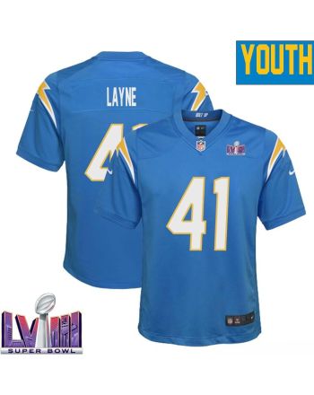 Raheem Layne 41 Los Angeles Chargers Super Bowl LVIII YOUTH Home Game Jersey - Powder Blue