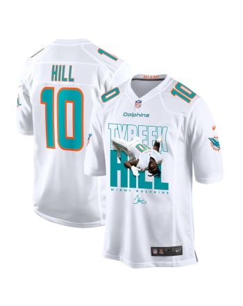 Tyreek Hill 10 Signed Miami Dolphins Cheetah Game Men Jersey - White V2