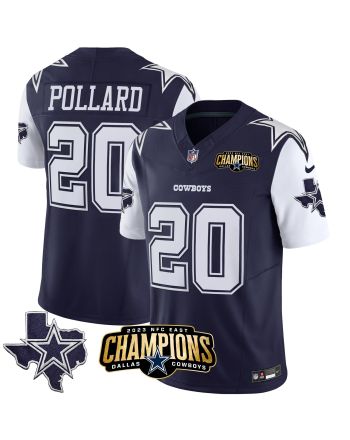 Tony Pollard 20 Dallas Cowboys 2023 NFC East Champions Patch Game Men Jersey - Navy