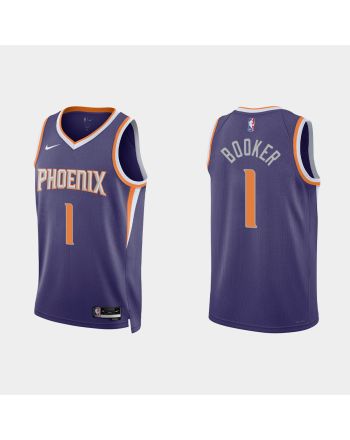 Phoenix Suns 1 Devin Booker 2022-23 Icon Edition Purple Men Jersey