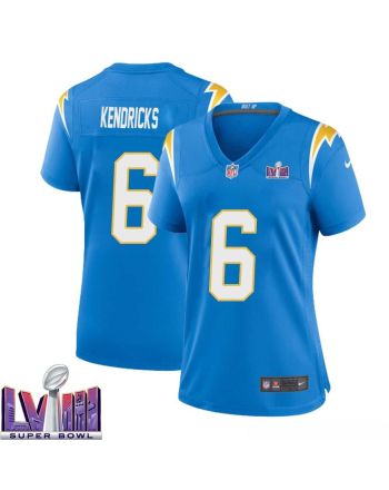 Eric Kendricks 6 Los Angeles Chargers Super Bowl LVIII Women Home Game Jersey - Powder Blue