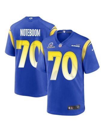 Joe Noteboom 70 Los Angeles Rams 2023 Playoffs Patch Game Men Jersey - Royal