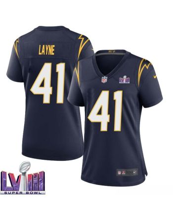 Raheem Layne 41 Los Angeles Chargers Super Bowl LVIII Women Alternate Game Jersey - Navy