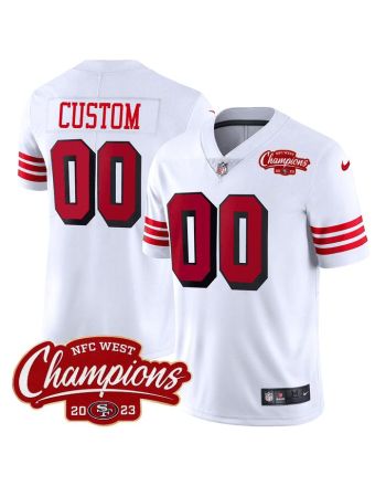 San Francisco 49ers 94 Throwback 2023 NFC West Champions Patch Game Men Custom Jersey - White