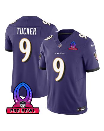 Justin Tucker 9 Baltimore Ravens 2024 Pro Bowl Patch Game Men Jersey - Purple