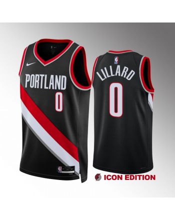 Damian Lillard 0 Portland Trail Blazers 2022-23 Icon Edition Black Jersey