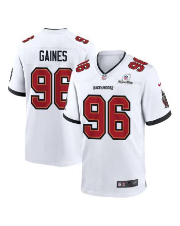 Greg Gaines 96 Tampa Bay Buccaneers 2023 Playoffs Patch Game Men Jersey - White