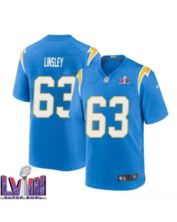 Corey Linsley 63 Los Angeles Chargers Super Bowl LVIII Men Home Game Jersey - Powder Blue