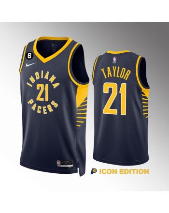 Terry Taylor 21 Indiana Pacers Navy Icon Edition 2022-23 Men Jersey Swingman