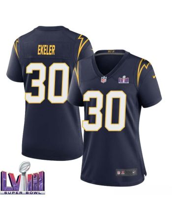 Austin Ekeler 30 Los Angeles Chargers Super Bowl LVIII Women Alternate Game Jersey - Navy