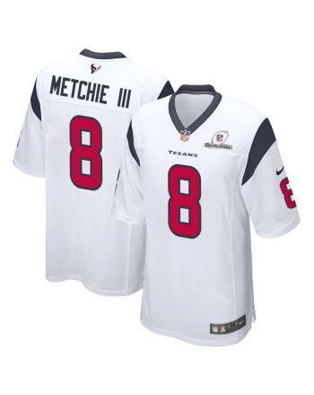 John Metchie III 8 Houston Texans 2024 Divisional Patch Game Men Jersey - White