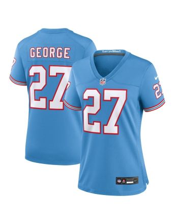 Eddie George 27 Tennessee Titans Oilers Throwback Alternate Game Women Jersey - Light Blue