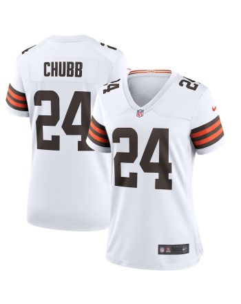 Nick Chubb 24 Cleveland Browns Women Game Jersey - White