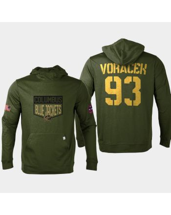 Columbus Blue Jackets 93 Jakub Voracek Military Olive Equipment Pullover Hoodie Olive