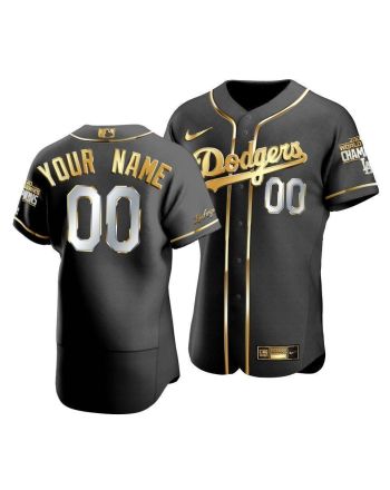 Men's Los Angeles Dodgers Custom 00 2020 World Series Champions Golden Jersey Black