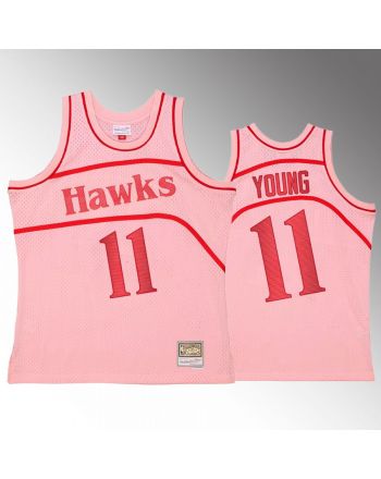 Atlanta Hawks Trae Young 11 Pink Space Knit Men Jersey Hardwood Classics