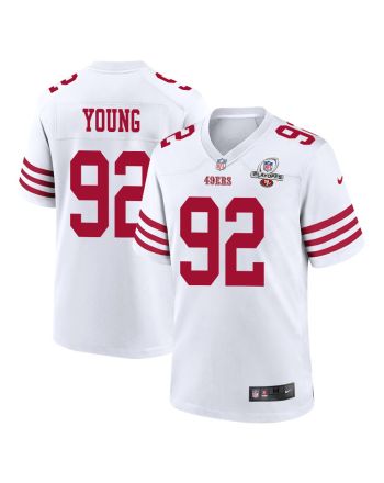 Chase Young 92 San Francisco 49ers 2023 Playoffs Patch Game Men Jersey - White