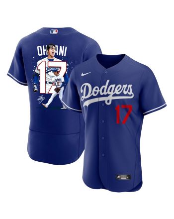 Shohei Ohtani 17 Los Angeles Dodgers Signed Number 2023 Alternate ELITE Jersey - Men Royal Jersey