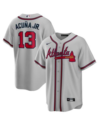 Ronald Acuna Jr. 13 Atlanta Braves Road Player Name Men Jersey - Gray Jersey