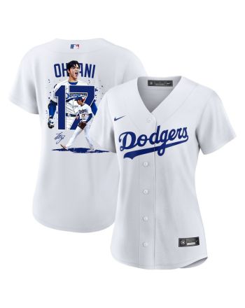 Shohei Ohtani 17 Los Angeles Dodgers Signed Number 2023 Home Women Jersey - White