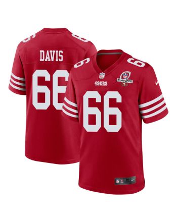 Jesse Davis 66 San Francisco 49ers 2023 Playoffs Patch Game Men Jersey - Scarlet