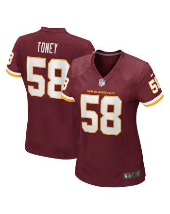 Shaka Toney 58 Washington Commanders Football Team Game Women Jersey - Burgundy