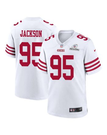 Drake Jackson 95 San Francisco 49ers 2024 Divisional Patch Game Men Jersey - White